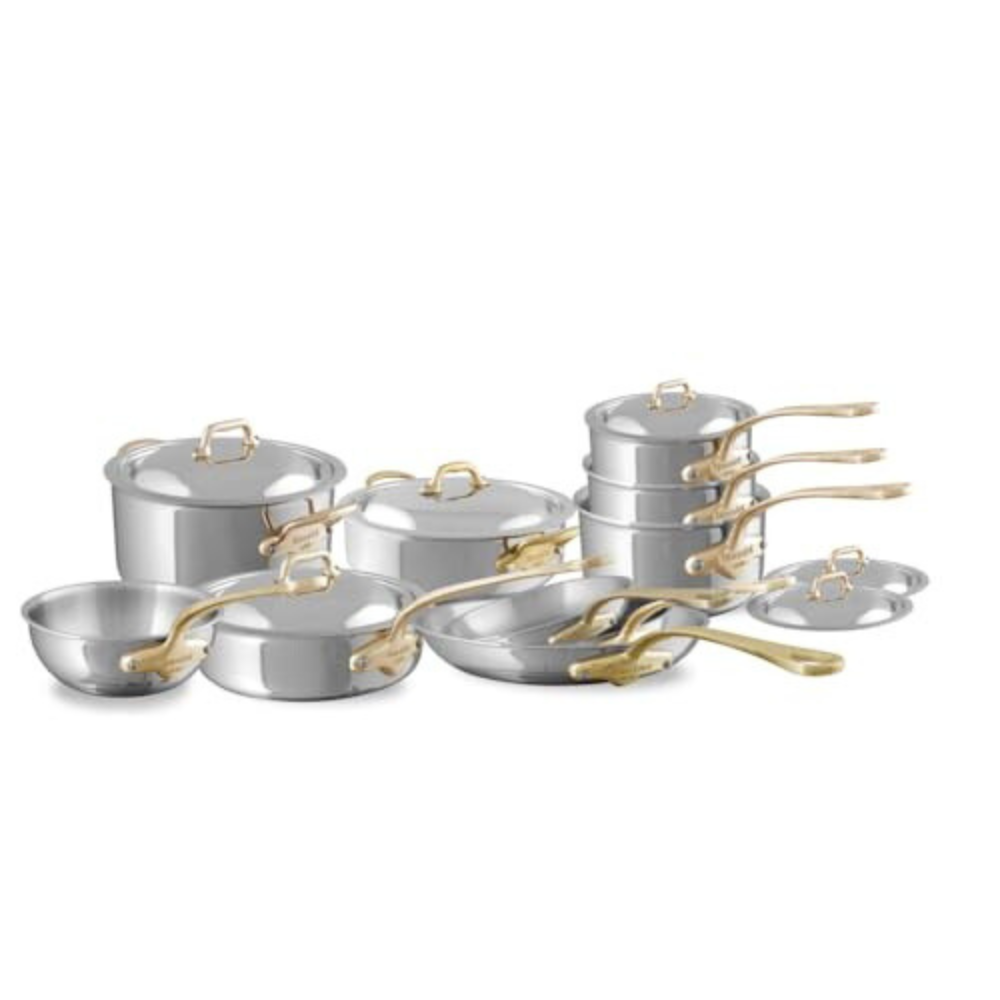 Mauviel M'COOK B 5-Ply 16-Piece Cookware Set With Brass Handles