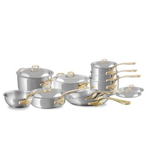 Mauviel M'COOK B 5-Ply 16-Piece Cookware Set With Brass Handles