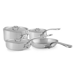 Mauviel M'URBAN 3 Brushed Stainless Steel 7-Piece Cookware Set With Cast Stainless Steel Handles