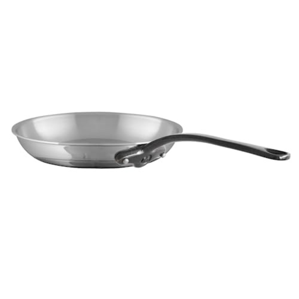 Mauviel M'COOK CI 5-Ply Stainless Steel Round Frying Pan With Cast Iron Handle, 10.2-In