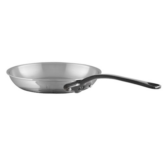 Mauviel M'COOK CI 5-Ply Stainless Steel Round Frying Pan With Cast Iron Handle, 10.2-In