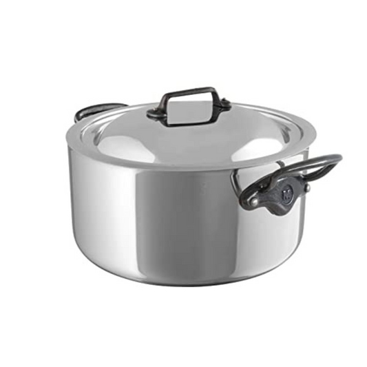 Mauviel M'COOK CI 5-Ply Stainless Steel Stewpan With Lid, Cast Iron Handle, 6.2-Qt