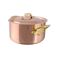 Mauviel M'Heritage 150 B Copper Stewpan With Lid, Brass Handles, 1.8-Qt