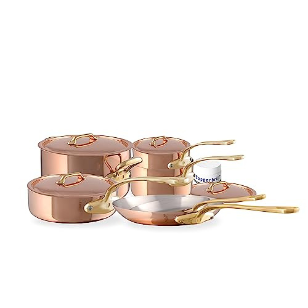 Mauviel M'Heritage 200 B 11-Piece Copper Cookware Set With Brass Handles