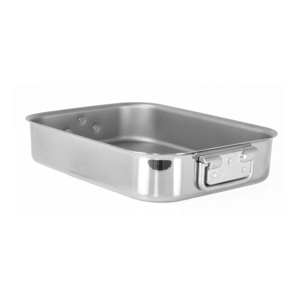 Mauviel M'COOK 5-Ply Roasting Pan With Cast Stainless Steel Handle, 9.8 x 8.6-in