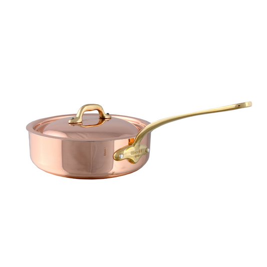 Mauviel M'Heritage M'150 B Copper Saute Pan With Lid, Brass Handle