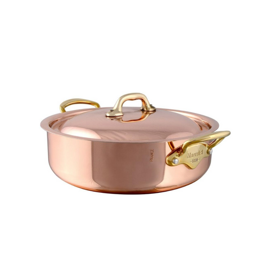 Mauviel M'Heritage M'150 B Copper Rondeau With Lid and Brass Handles