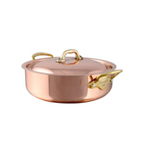 Mauviel M'Heritage M'150 B Copper Rondeau With Lid and Brass Handles