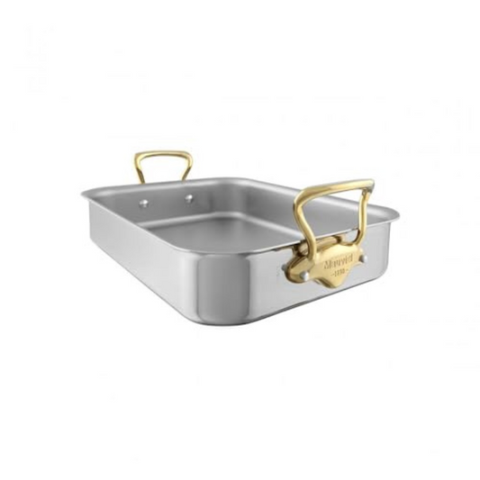 Mauviel M'COOK B 5-Ply Roasting Pan With Brass Handles, 13.7 x 9.8-In