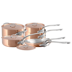 Mauviel M'Heritage 150 S 10-Piece Copper Cookware Set With Cast Stainless Steel Handles