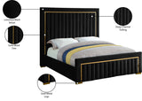 Dolce Velvet Bed with Tall Padded Headboard and Gold Trim - Luxurious Modern Bedroom Centerpiece