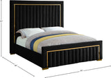 Dolce Velvet Bed with Tall Padded Headboard and Gold Trim - Luxurious Modern Bedroom Centerpiece