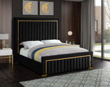Dolce Velvet Bed with Tall Padded Headboard and Gold Trim - Luxurious Modern Bedroom Centerpiece