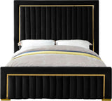 Dolce Velvet Bed with Tall Padded Headboard and Gold Trim - Luxurious Modern Bedroom Centerpiece