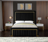 Dolce Velvet Bed with Tall Padded Headboard and Gold Trim - Luxurious Modern Bedroom Centerpiece