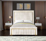 Dolce Velvet Bed with Tall Padded Headboard and Gold Trim - Luxurious Modern Bedroom Centerpiece