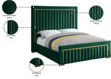 Dolce Velvet Bed with Tall Padded Headboard and Gold Trim - Luxurious Modern Bedroom Centerpiece