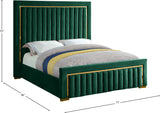 Dolce Velvet Bed with Tall Padded Headboard and Gold Trim - Luxurious Modern Bedroom Centerpiece