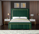 Dolce Velvet Bed with Tall Padded Headboard and Gold Trim - Luxurious Modern Bedroom Centerpiece