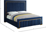 Dolce Velvet Bed with Tall Padded Headboard and Gold Trim - Luxurious Modern Bedroom Centerpiece