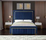 Dolce Velvet Bed with Tall Padded Headboard and Gold Trim - Luxurious Modern Bedroom Centerpiece