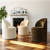 Doris Rolling Upholstered Dining Chair With Castors (1-Piece)