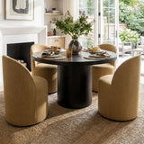 Doris Rolling Upholstered Dining Chair With Castors (1-Piece)