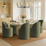 Doris Rolling Upholstered Dining Chair With Castors (1-Piece)