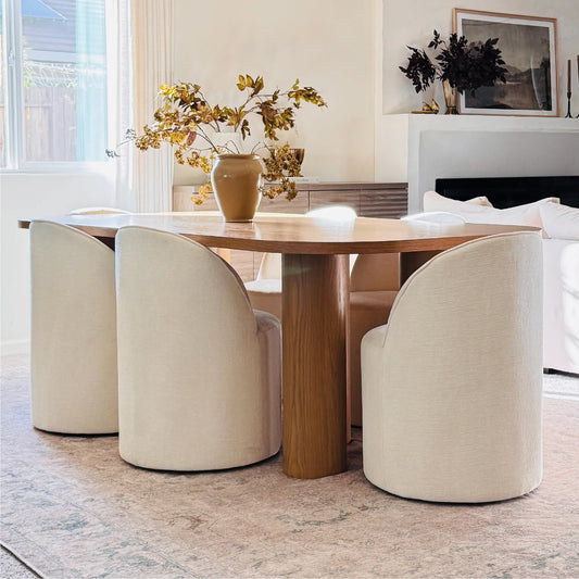 Doris Rolling Upholstered Dining Chair With Castors (Set of 6)