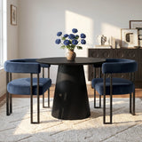 Dwen & Mia 35" Round Black & Velvet Set for 2 (3-Piece)