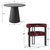 Dwen & Mia 35" Round Black & Velvet Set for 2 (3-Piece)