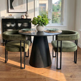 Dwen & Mia 35" Round Black & Velvet Set for 2 (3-Piece)