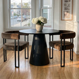 Dwen & Mia 35" Round Black & Velvet Set for 2 (3-Piece)