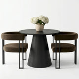 Dwen & Mia 35" Round Black & Velvet Set for 2 (3-Piece)