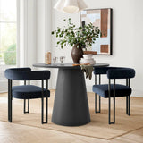 Dwen & Mia 35" Round Black & Velvet Set for 2 (3-Piece)