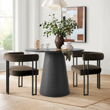 Dwen & Mia 35" Round Black & Velvet Set for 2 (3-Piece)