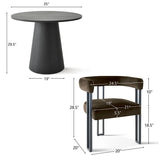 Dwen & Mia 35" Round Black & Velvet Set for 2 (3-Piece)