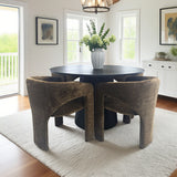 Khloe Modern Chenille Dining Chair with Arms (Set of 6)