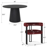 Dwen & Mia 46" Round Black & Velvet Dining Table Set for 4 (5-Piece)