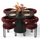 Dwen & Mia 46" Round Black & Velvet Dining Table Set for 4 (5-Piece)