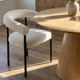Dwen & New York 46" Round & Boucle Dining Table Set for 4 (5-Piece)