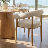 Dwen & Melbourne 46" Round & Boucle Dining Table Set for 4 (5-Piece)