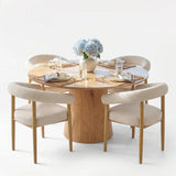 Dwen & Melbourne 46" Round & Boucle Dining Table Set for 4 (5-Piece)