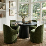Doris Rolling Upholstered Dining Chair With Castors (1-Piece)