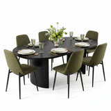 Dwen & Oslo 79" Oval Dining Table Set for 6 (7-Piece)
