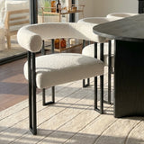 Dwen & Rola 79" Boucle Oval Dining Table Set for 6 (7-Piece)