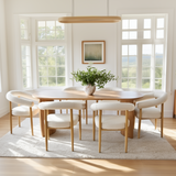 Dwen & Melbourne 79" Oval & Boucle Dining Table Set for 6 (7-Piece)