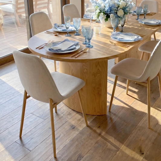 Dwen & Oslo 79" Oval Dining Table Set for 6 (7-Piece)