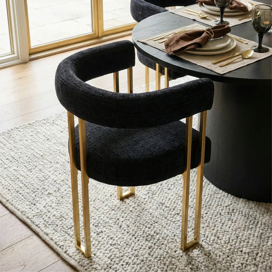 Dwen & Mia 79" Oval Chenille Dining Table Set for 6 (7-Piece)