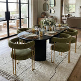 Mia Modern Gold Chenille Dining Chair with Arms (Set of 2)